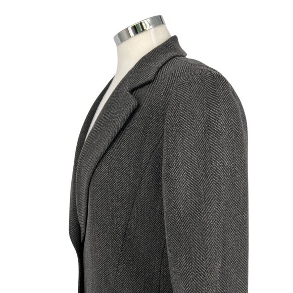 Lafayette 148 New York Herringbone Wool Blend Blazer Single Button Gray Size 4 - Picture 4 of 11